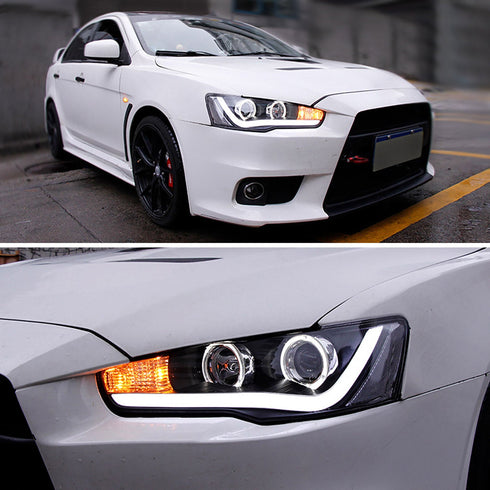 Headlights For 2008-2017 Mitsubishi Lancer W/LED DRL DC Prestige
