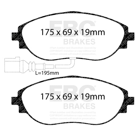 EBC Volkswagen Golf R/GTI Yellowstuff Front Brake Pads DP42127R (Mk7/Mk8) EBC Brakes