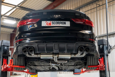 Scorpion Exhausts Resonated cat/gpf-back system without valves Non-valved S3 Saloon 8V 2013 - SAU097CF Scorpion Exhausts