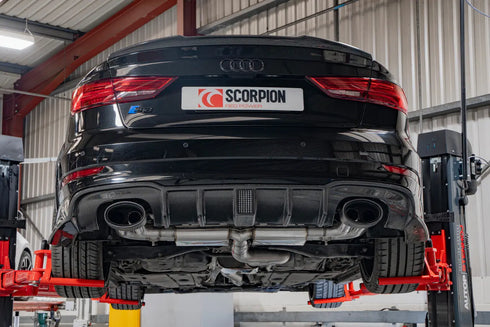 Scorpion Exhausts Resonated cat/gpf-back system & electronic valves Valved S3 Saloon 8V 2013 - SAU098CF Scorpion Exhausts