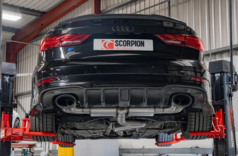 Scorpion Exhausts Non-resonated cat/gpf-back system without valves Non-valved S3 Saloon 8V Facelift GPF Model 2019 - SAUS099CF Scorpion Exhausts