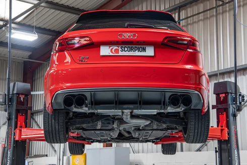 Scorpion Exhausts Non-resonated cat/gpf-back system with valves Valved S3 3-Door/Sportback 8V 2013 - SAUS108C Scorpion Exhausts