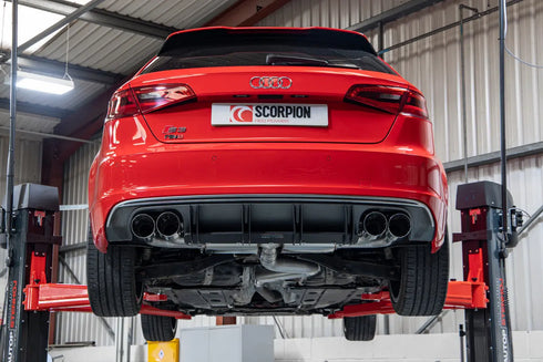 Scorpion Exhausts Non-resonated cat/gpf-back system without valves Non-valved S3 3-Door/Sportback 8V 2013 - SAUS109 Scorpion Exhausts