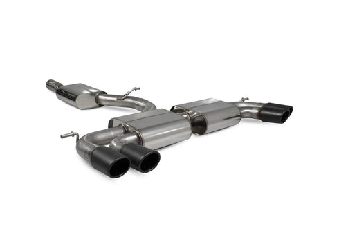 Scorpion Exhausts Resonated cat-back system Non-valved Black Ceramic Tailpipes - Golf R MK7.5 Facelift GPF & Non GPF Models 2017 - 2019 - SVW055C Scorpion Exhausts