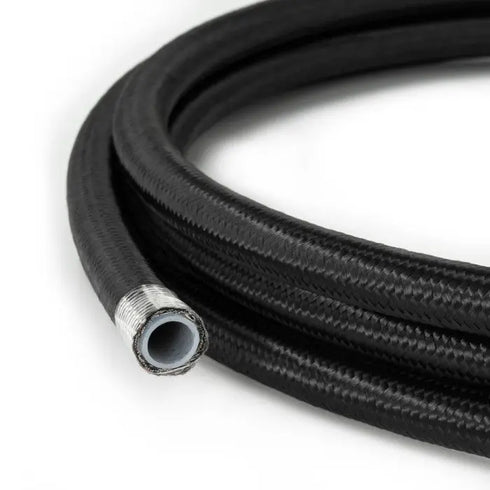 AN6 PTFE Black Nylon Braided Fuel Oil Hose Line HEL