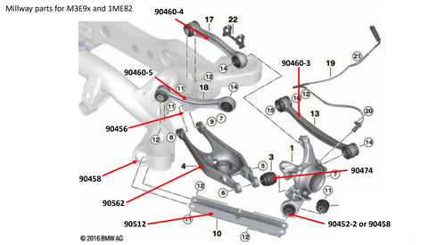 Millway Motorsport Uniball Rear Control Arm Outer Bushings (E9X M3, E82 1M, F8X M2/M2C/M3/M4, E8X/E9X 1/3 Series, F1X/F2X/F3X 1/2/3 Series, i8) Millway Motorsport