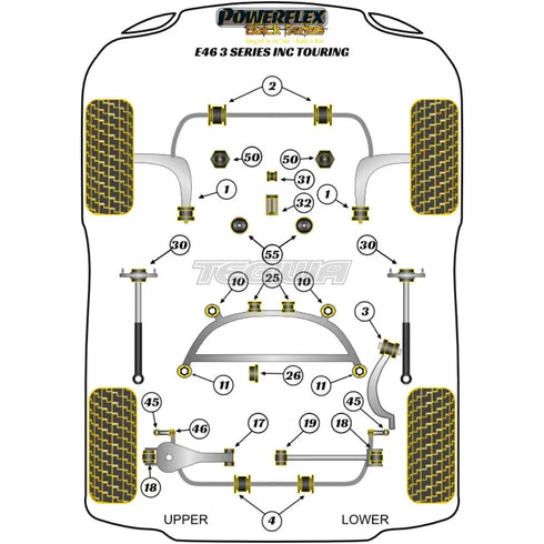 Powerflex All Series Adjustable Rear Lower Control Arm Kit BMW 3 Series E46 Sedan Touring Coupe Conv 99-06 Powerflex