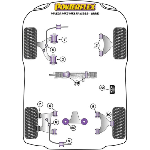Powerflex All Series Door Stop Bush Kit Mazda MX-5 Miata Eunos Mk1 NA 89-98 Powerflex