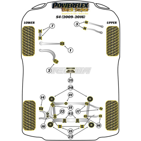 Powerflex Black Series Front Lower Radius Arm to Chassis Bush Caster Adjustable Audi A4 S4 RS4 B8 08-16 - PFF3-702GBLK Powerflex