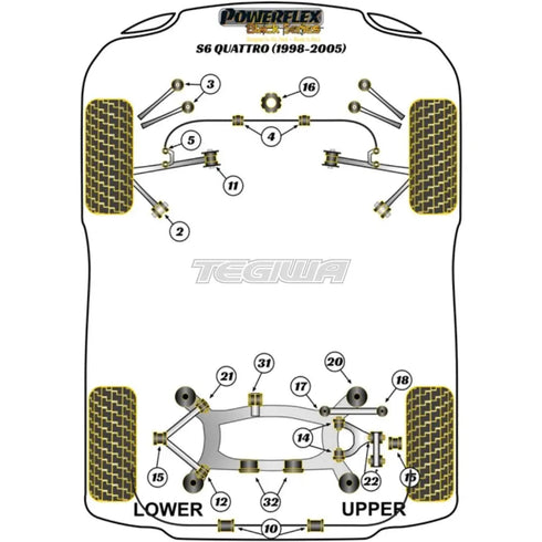 Powerflex Black Series Front Tie Bar Rear Bush Audi A6 S6 RS6 C5 Quattro 97-05 Powerflex