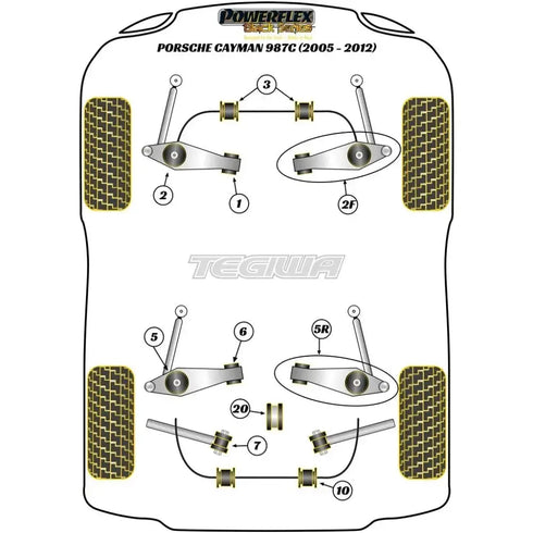 Powerflex Black Series Front Track Control Arm Inner Bush Camber Adjustable Porsche 987C Cayman 05-12 Powerflex