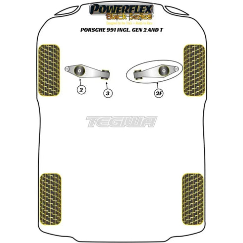 Powerflex Black Series Front Track Control Arm Inner Bush Porsche 911 991 12-19 Powerflex