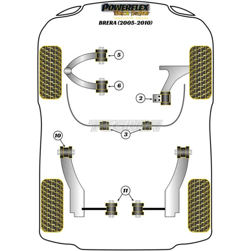 Powerflex Black Series Front Upper Arm Rear Bush Adjustable Alfa Romeo Brera 939 05-10 Powerflex