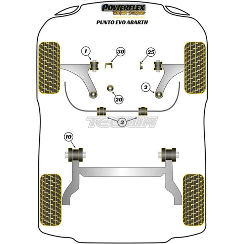 Powerflex Black Series Front Wishbone Rear Bush Caster Adjustable Fiat Punto Evo Abarth 09-15 Powerflex