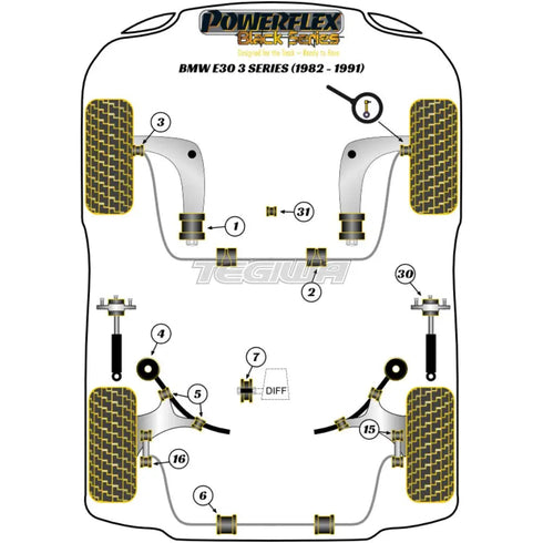 Powerflex Black Series Gear Shift Arm Front Bush Oval BMW 3 Series E30 Inc M3 82-91 Powerflex