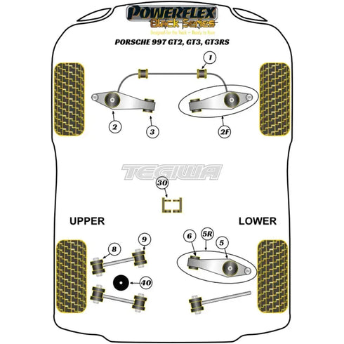 Powerflex Black Series Gearbox Front Mounting Bush Insert Kit Porsche 911 997 GT2 GT3 GT3RS 05-13 Powerflex