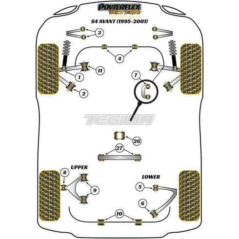 Powerflex Black Series Rear Anti Roll Bar Bush 15mm Audi A4 S4 RS4 B5 Avant 95-01 Powerflex
