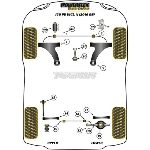 Powerflex Black Series Rear Anti Roll Bar Drop Link Bush Hyundai i30 PD Inc N Facelift 16+ Powerflex
