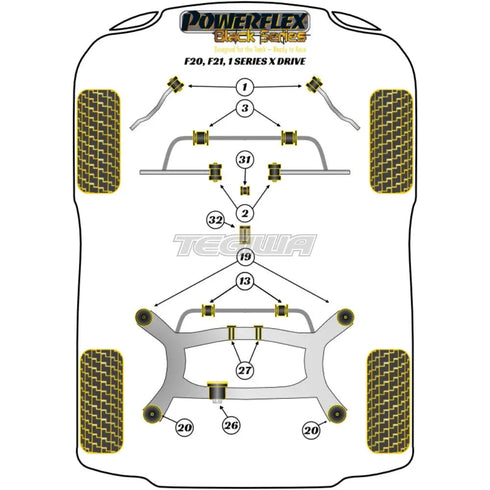 Powerflex Black Series Rear Diff Front Bush Insert BMW 1 Series F20 F21 xDrive 11-19 Powerflex