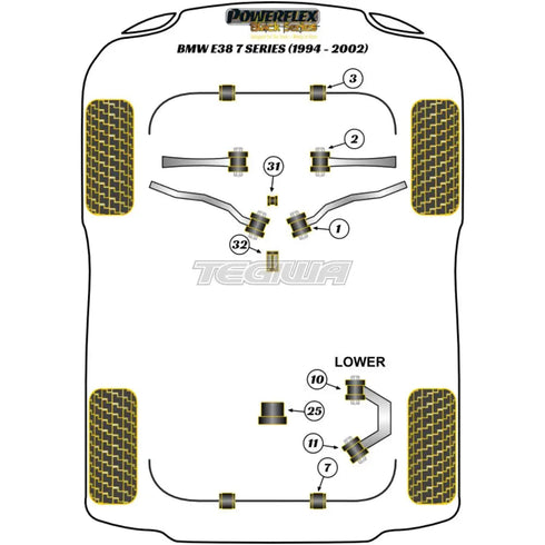 Powerflex Black Series Rear Diff Front Mounting Bush BMW 7 Series E38 94-02 Powerflex