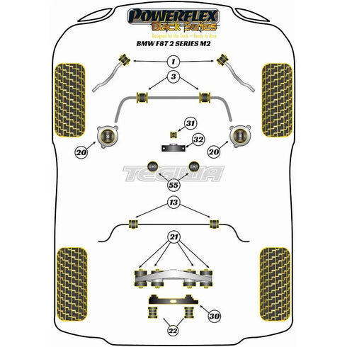 Powerflex Black Series Rear Diff Rear Mounting Bush BMW 2 Series F87 M2 Coupe 15+ Powerflex