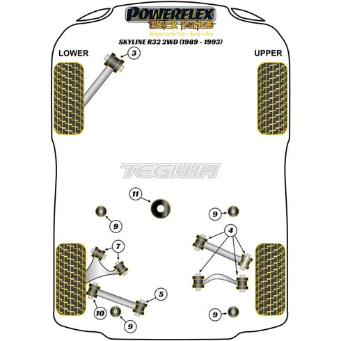 Powerflex Black Series Rear Differential Front Mounting Bush Nissan Skyline R32 2WD Inc GTS GXI GTST 89-93 Powerflex