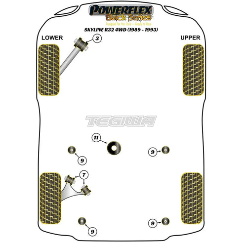 Powerflex Black Series Rear Lower Control Arm Bush Nissan Skyline R32 4WD Inc GT-R GTS-4 89-93 Powerflex