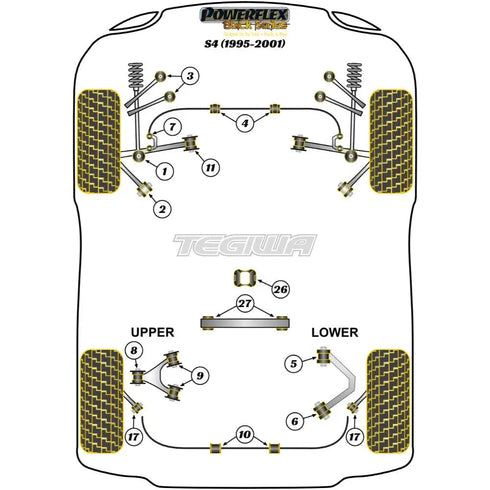 Powerflex Black Series Rear Lower Wheel Bearing Housing Bush Audi A4 S4 RS4 B5 95-01 Powerflex
