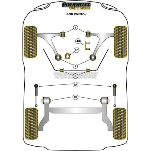 Powerflex Black Series Rear Shock Absorber Top Mounting Bush Fiat 500 Abarth 595 695 07+ - PFR16-516BLK Powerflex