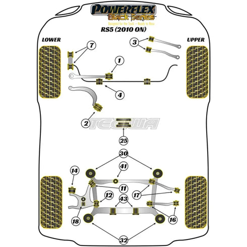 Powerflex Black Series Rear Subframe Rear Bush Insert Audi A5 S5 RS5 07-16 Powerflex