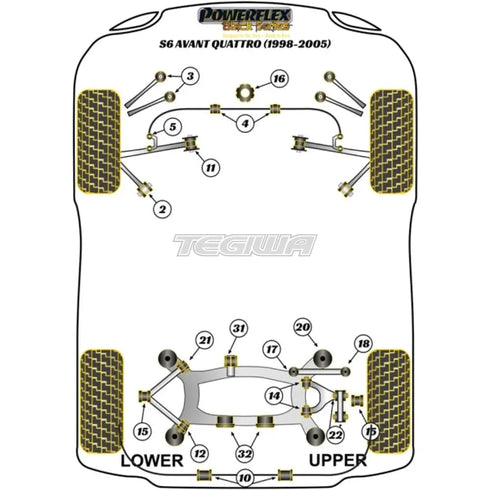 Powerflex Black Series Rear Upper Arm Bush Audi A6 S6 RS6 C5 Avant Quattro 97-05 Powerflex