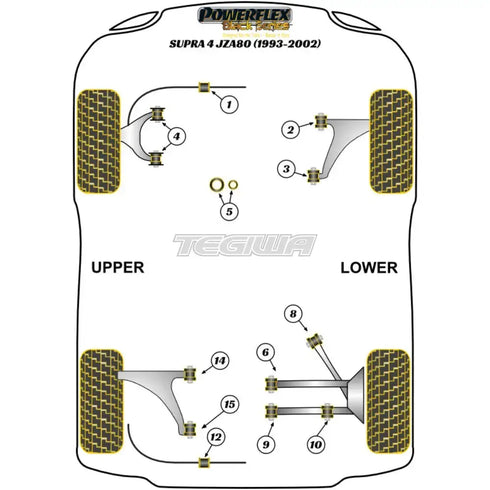 Powerflex Black Series Rear Upper Arm Front Bush Toyota Supra Mk4 JZA80 93-02 Powerflex