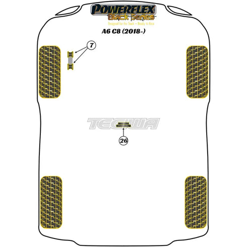 Powerflex Black Series Transmission Mount Insert Track Audi A6 S6 RS6 C8 18+ Powerflex