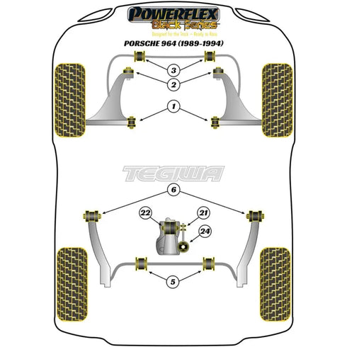 Powerflex Black Series Transmission Mount Large Bush Porsche 911 964 89-94 - PFR57-125BLK Powerflex