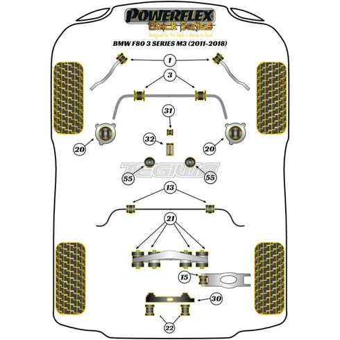 Powerflex Black Series Transmission Mounting Bush Motorsport BMW 3 Series F30 F31 F34 F80 M3 11-18 Powerflex