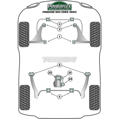 Powerflex Heritage Series Front Anti Roll Bar Bush 24mm Porsche 911 964 89-94 Powerflex