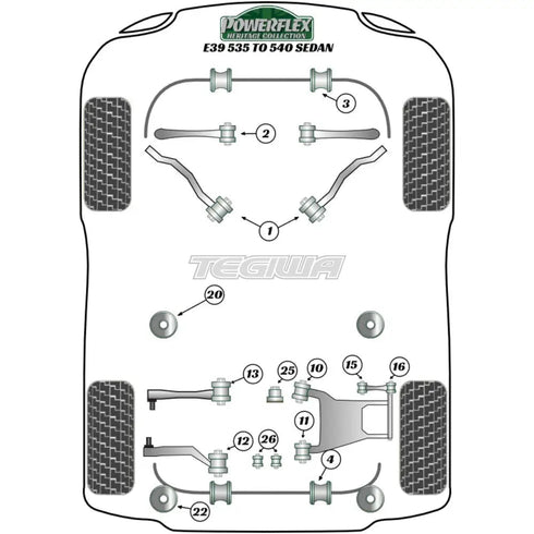 Powerflex Heritage Series Front Anti Roll Bar Mounting Bush 25mm BMW 5 Series E39 535 to 540 96-04 Powerflex