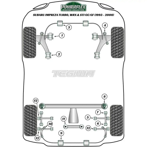 Powerflex Heritage Series Front Anti Roll Bar To Chassis Bush 19mm Subaru Impreza Turbo Inc WRX STi GC GF 93-00 Powerflex