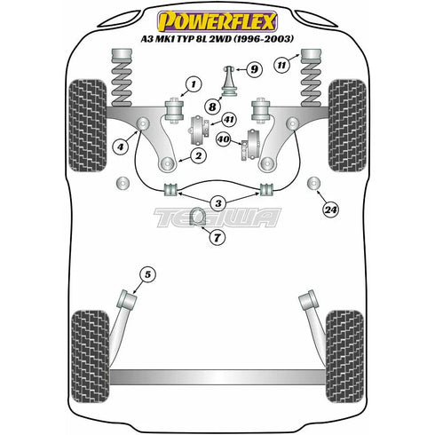 Powerflex Heritage Series Front Strut Top Mount Bush Audi A3 S3 RS3 8L MK1 2WD 96-03 Powerflex