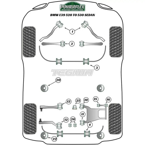 Powerflex Heritage Series Rear Diff Front Mounting Bush BMW 5 Series E39 520 to 530 96-04 - PFR5-524H Powerflex