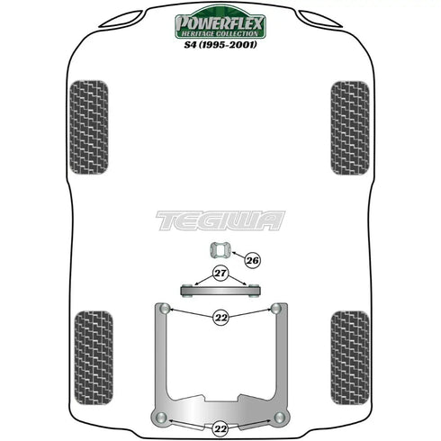 Powerflex Heritage Series Rear Differential Crossmember Bush Audi A4 S4 RS4 B5 95-01 Powerflex