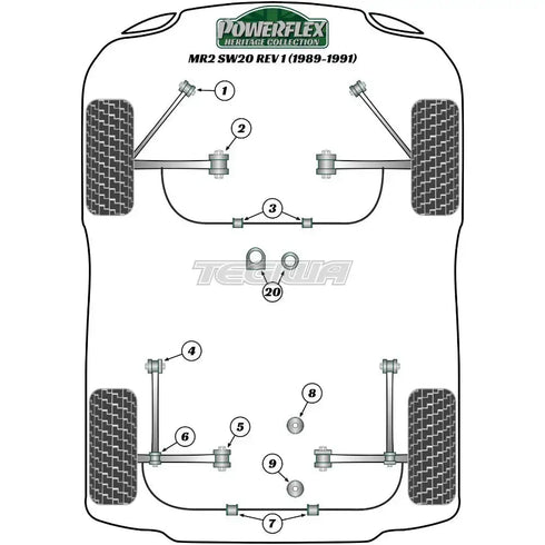 Powerflex Heritage Series Rear Lower Engine Mount Front 83.5mm Toyota MR2 Gen2 SW20 REV 1 89-99 Powerflex