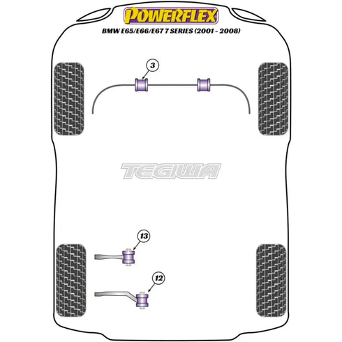 Powerflex Heritage Series Rear Upper Arm Inner Bush BMW 7 Series E65 E66 E67 01-08 Powerflex