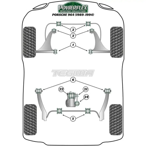 Powerflex Heritage Series Transmission Mount Large Bush Insert Porsche 911 964 89-94 - PFR57-126H Powerflex