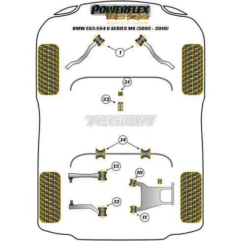 Powerflex Road & Black Series Front Roll Bar/Subframe Strengthening Support Plate BMW 6 Series E63 E64 M6 05-11 Powerflex