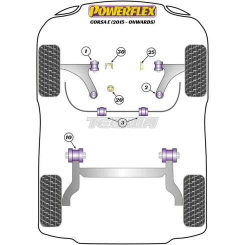 Powerflex Road Series Front Anti Roll Bar Bush 16.4mm Vauxhall Opel Corsa E Inc VXR OPC 14-19 Powerflex