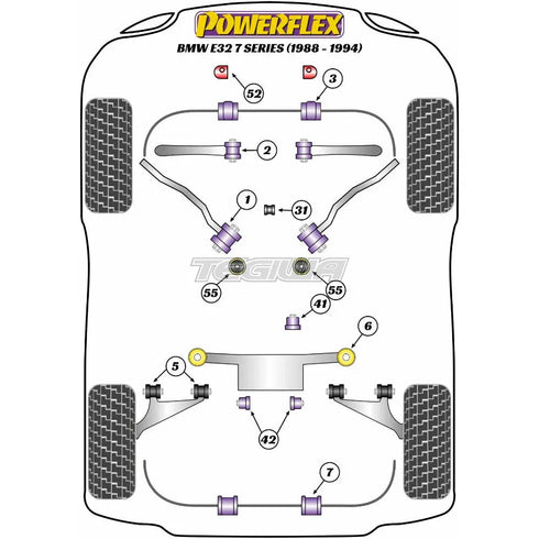 Powerflex Road Series Front Anti Roll Bar Mounting Bush 26mm BMW 7 Series E32 88-94 Powerflex