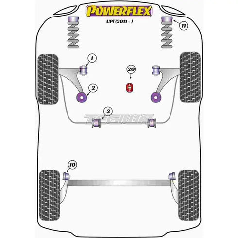 Powerflex Road Series Front Arm Rear Bush Volkswagen Up! Inc GTI 11+ Powerflex