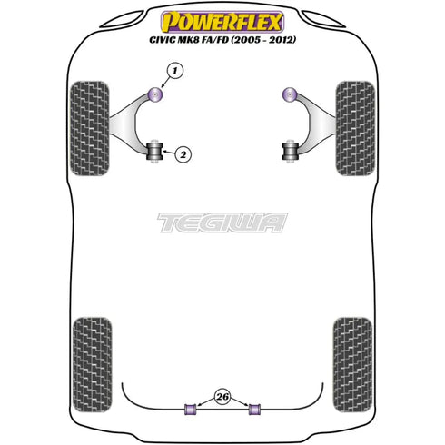 Powerflex Road Series Front Lower Arm Rear Bush Honda Civic FA FD Sedan 05-12 Powerflex