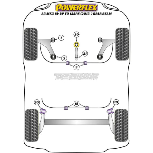Powerflex Road Series Front Lower Engine Mount Hybrid Bush Large Fast Road/Track Audi A3 S3 RS3 8V MK3 up to 125PS Rear Beam 13-20 - PFF85-833P Powerflex